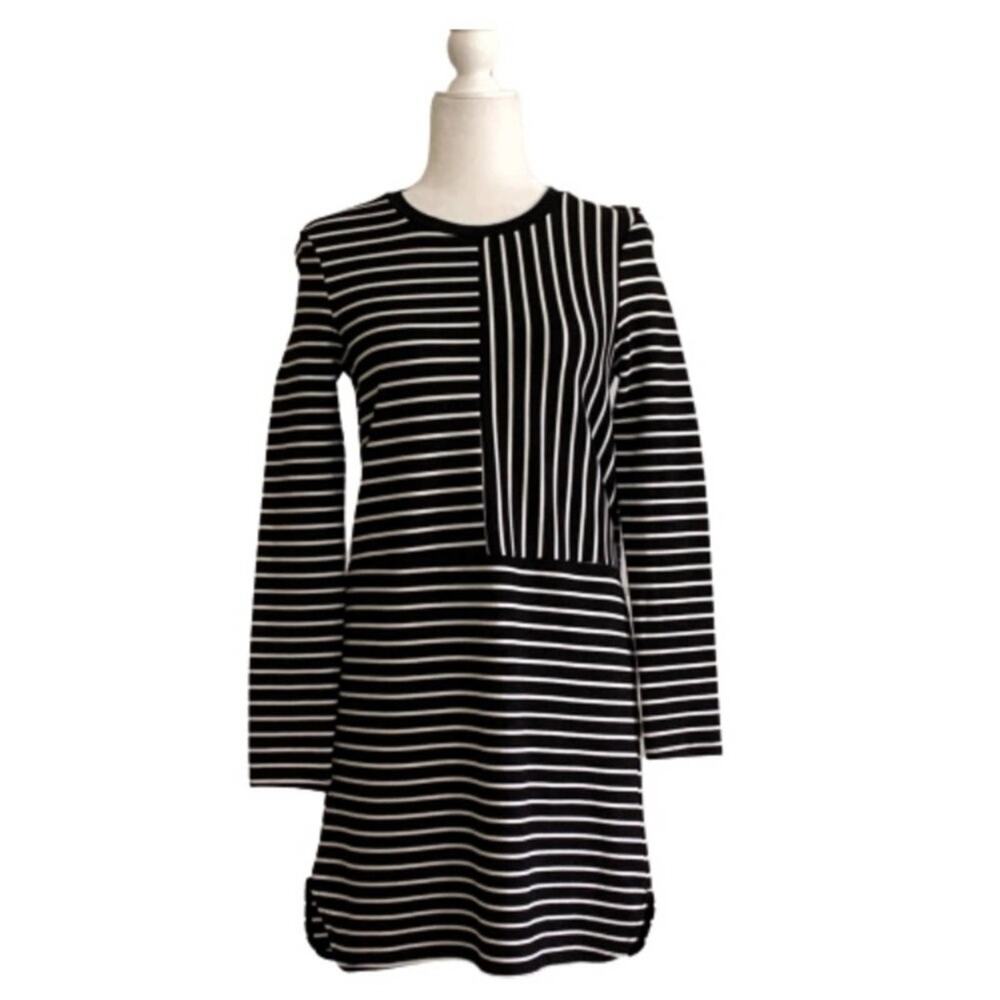 Principles Dress Black & White Striped Long Sleeves Tunic Dress Size 12